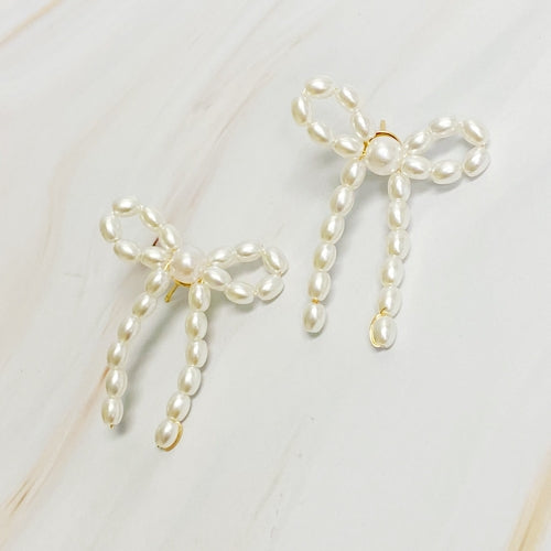 Pearl Bow Ballerina Earrings